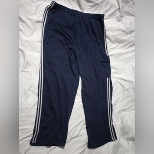 Womens Navy Track Pants with White Stripes